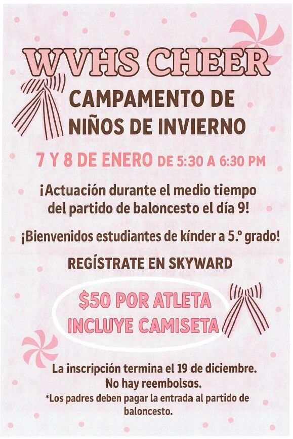 Cheer camp poser for January in Spanish