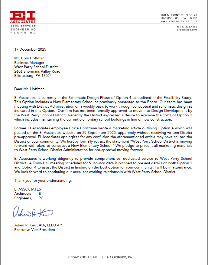 Picture of letter from EI