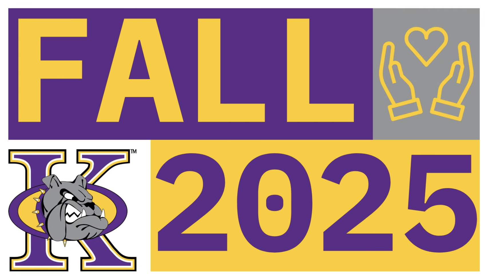 Graphic with text 'FALL 2025' and a bulldog mascot.