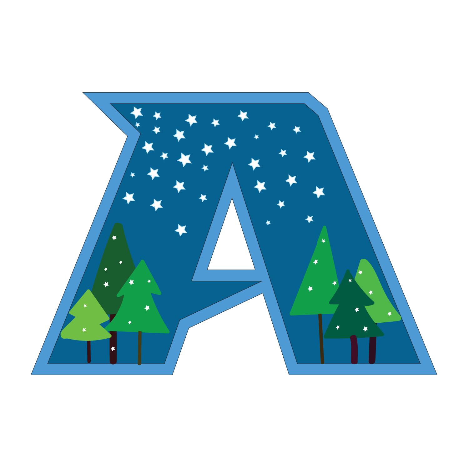 Stylized letter 'A' in dark red with gold outlining, serving as the logo for Algonquin Regional High School. The design features a 3D geometric effect, giving depth and dimension to the letter, with bold, angular, and sharp edges.