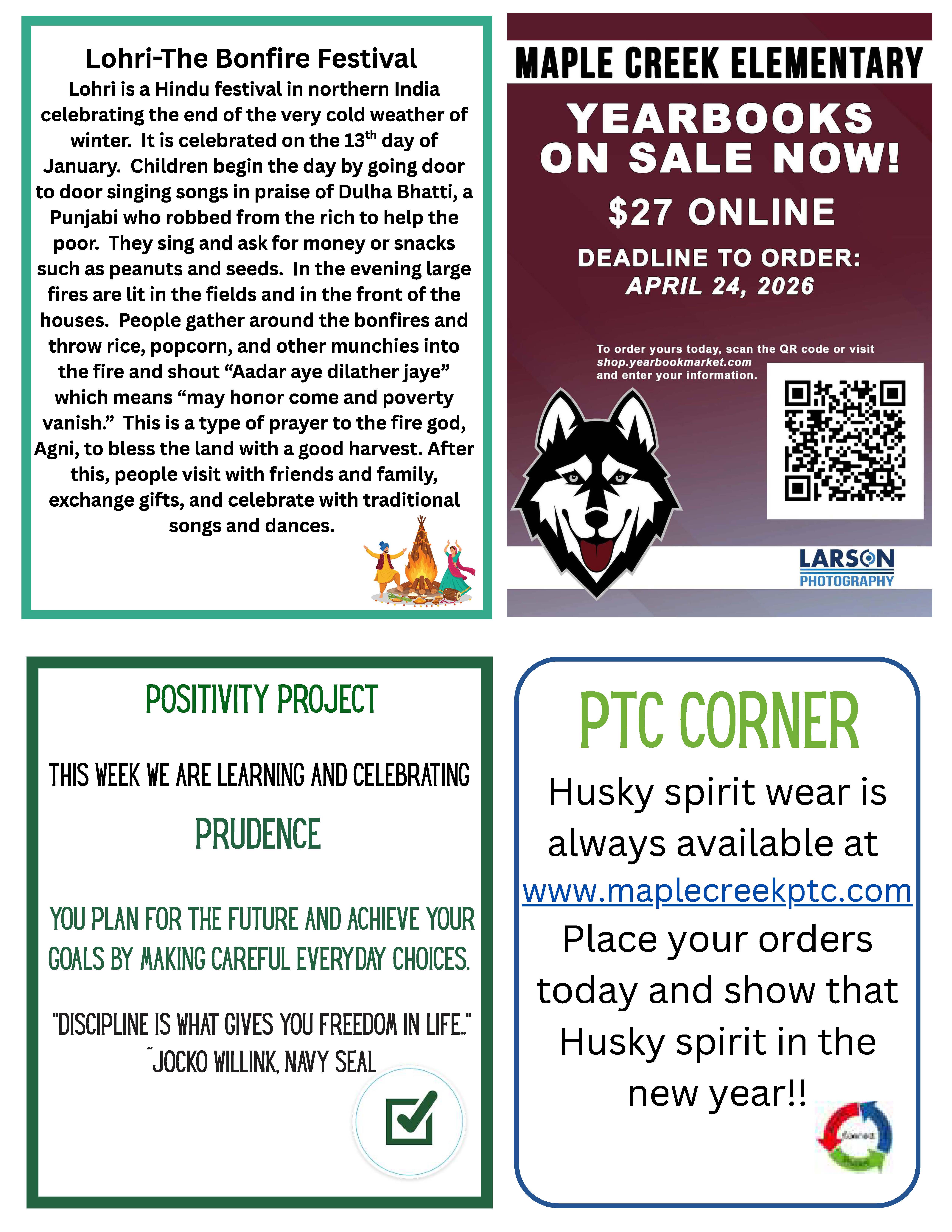 Information about the Lohri festival, including its traditions and meaning, with an illustration of people celebrating around a bonfire.