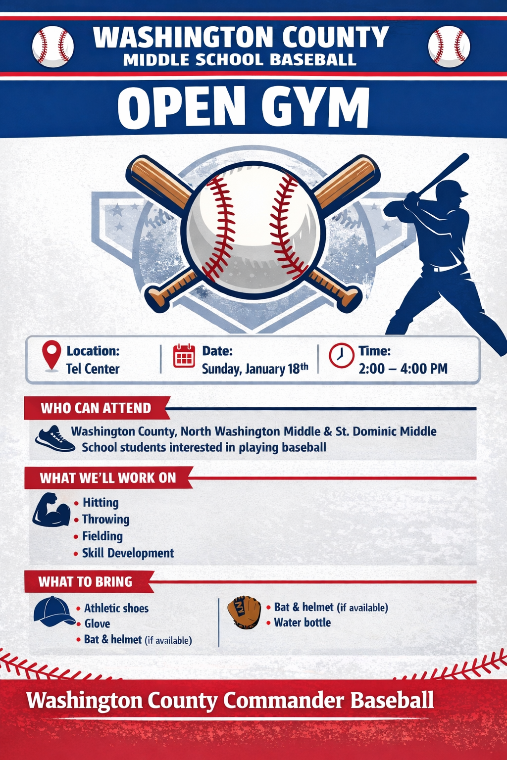 Baseball Open Gym - Sunday January 18th