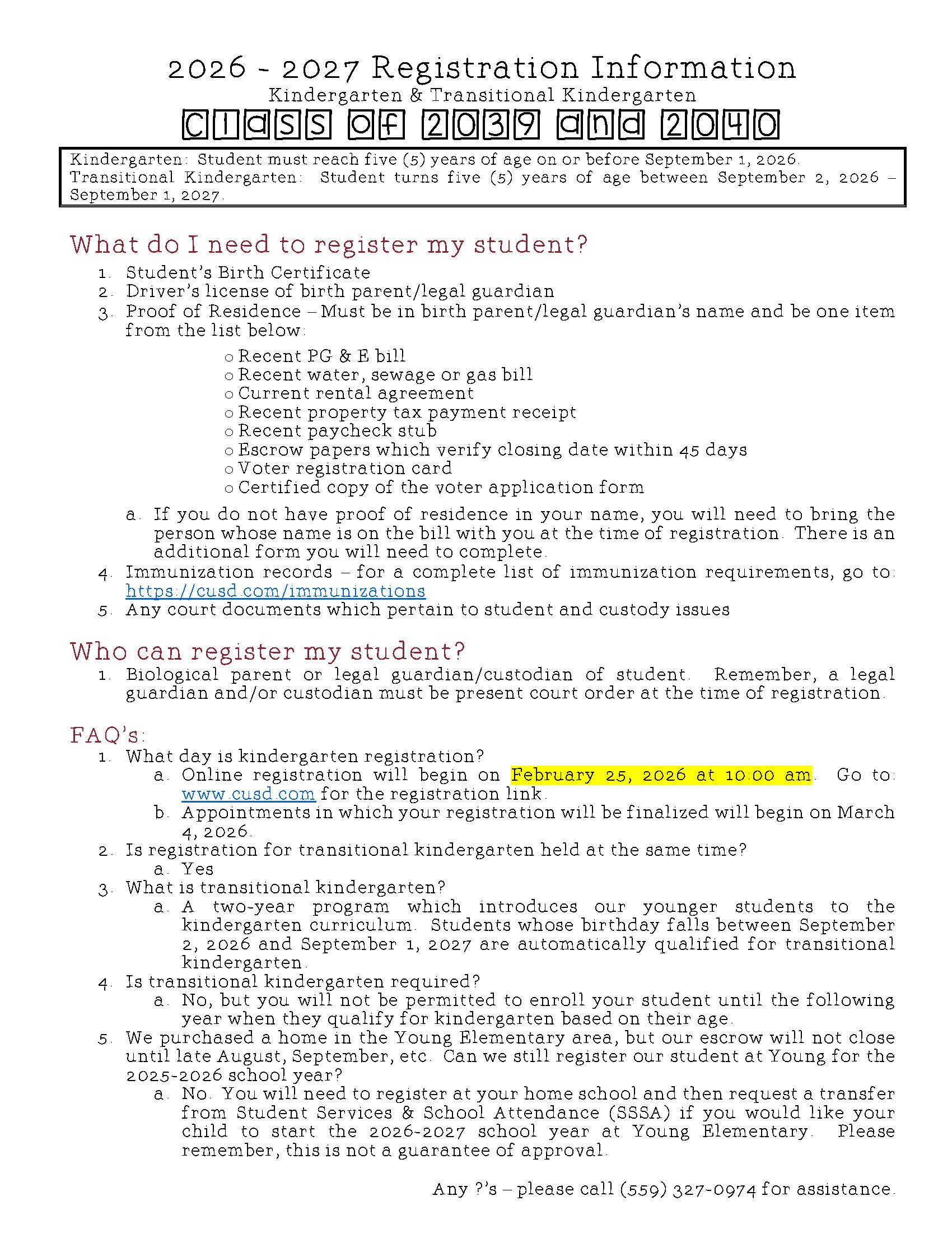 Kindergarten Registration