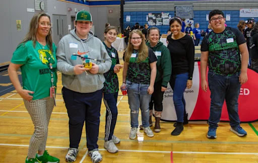 Marcus Whitman Students with Teacher at Unified Robotics Competition