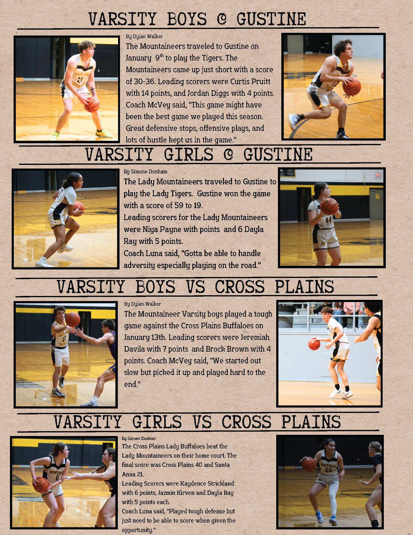 A basketball player in a white and gold uniform dribbles the ball on a wooden court.