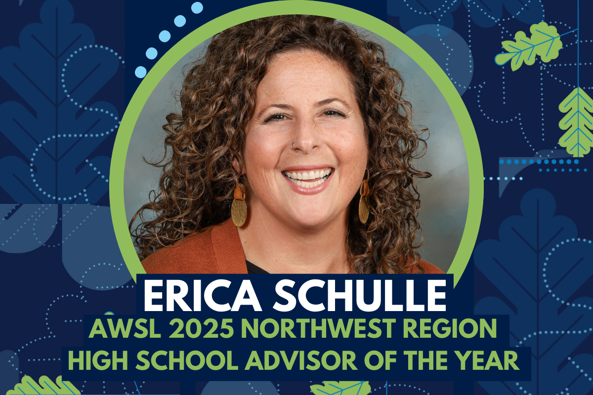 Portrait of Erica Schulle, AWSL 2025 Northwest Region High School Advisor of the Year.