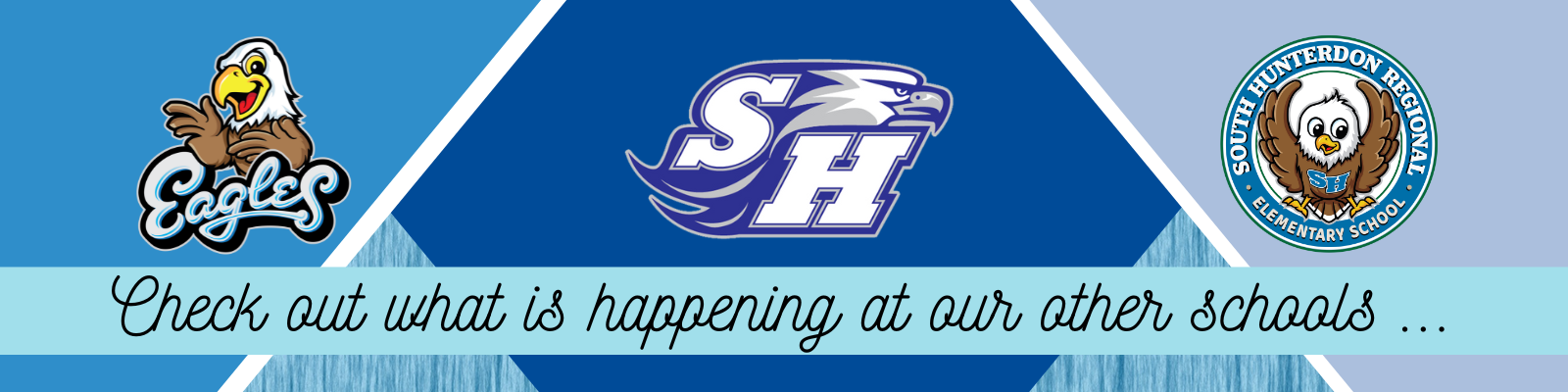 A banner displays school logos featuring eagles and the text 'Eagles', 'SH', and 'SOUTH HUNTERDON REGIONAL ELEMENTARY SCHOOL'.
