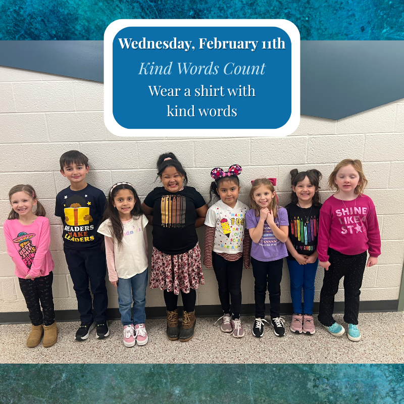 A diverse group of children stand in a line, showcasing shirts with positive messages and designs.