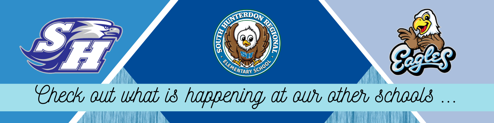 A banner displays school logos: an eagle with 'SH', a circular emblem for 'South Hunterdon Regional Elementary School', and a cartoon eagle with 'Eagles'.