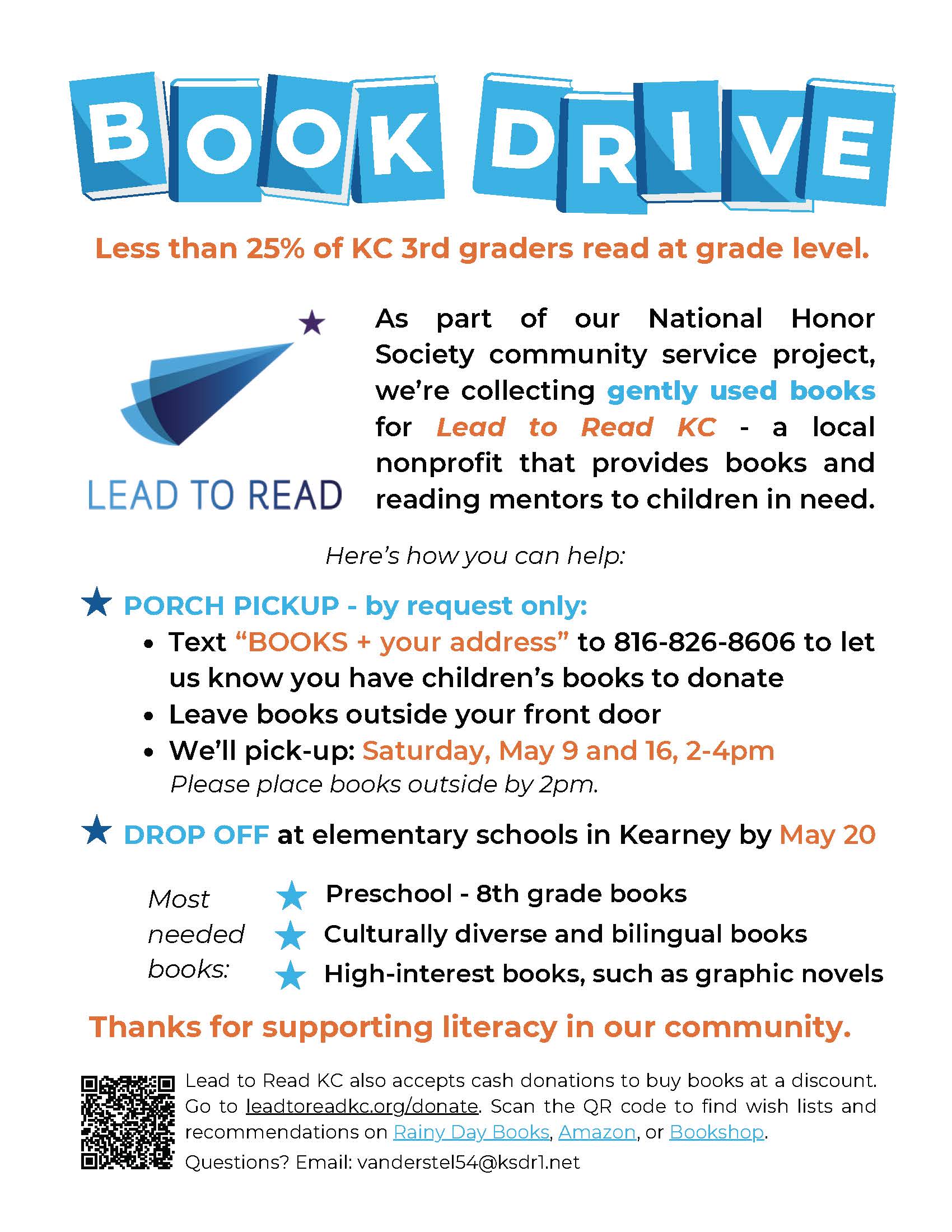 Help KSD Students Support Literacy Through Used Book Drive