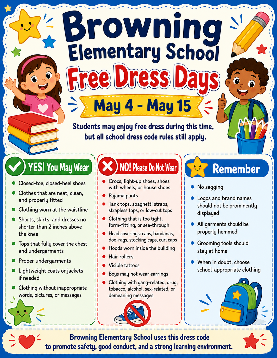 Free Dress Days May 4-15