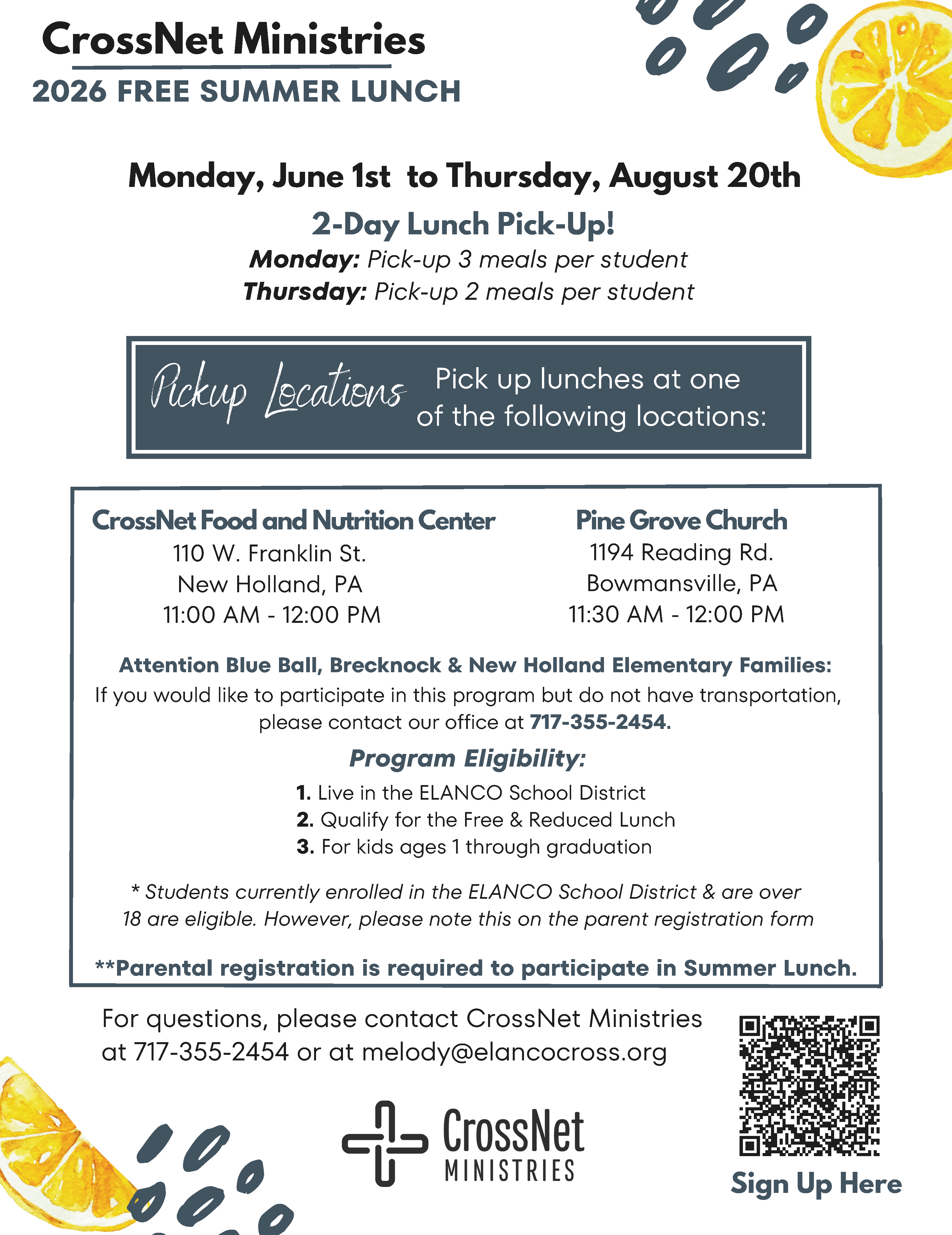 CrossNet- Free Summer Lunch Flyer