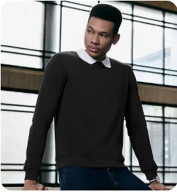 plain sweater over collared shirt