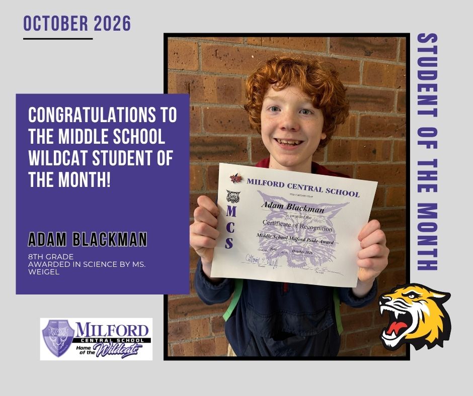 Middle School - October Student of the Month
