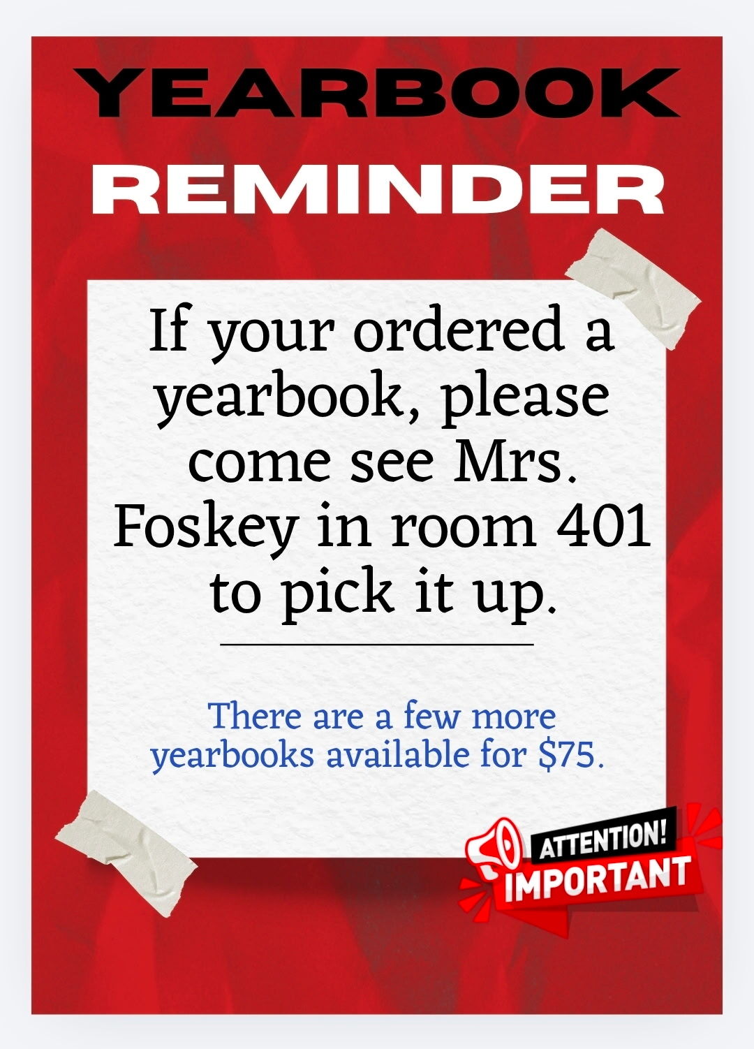 Yearbooks are here! Click to see attachment