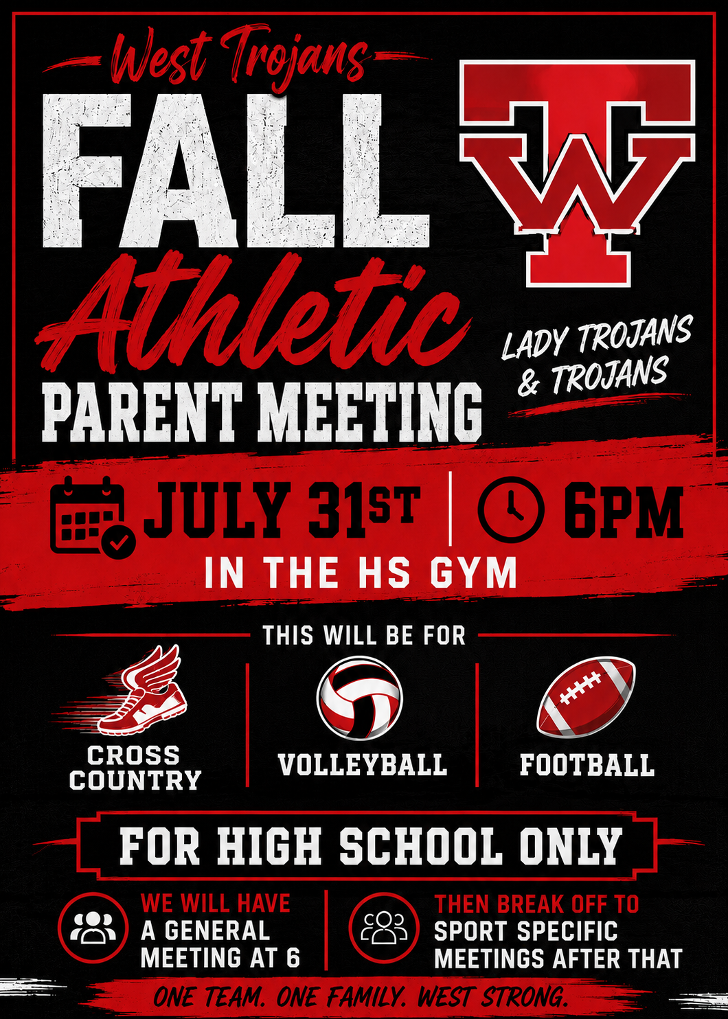 West High School Athletics Parent Meeting: Football, Volleyball, and Cross Country