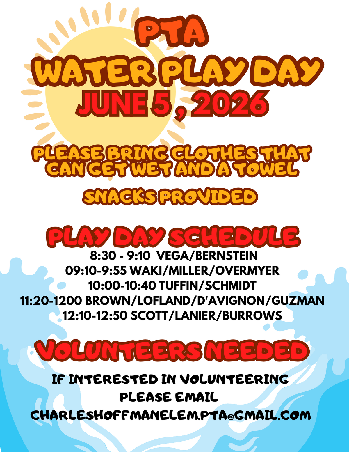 PTA's Water Play Day - Today