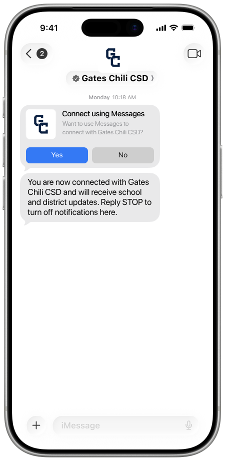 Screenshot of what the invitation to connect using messages looks like on an iphone.