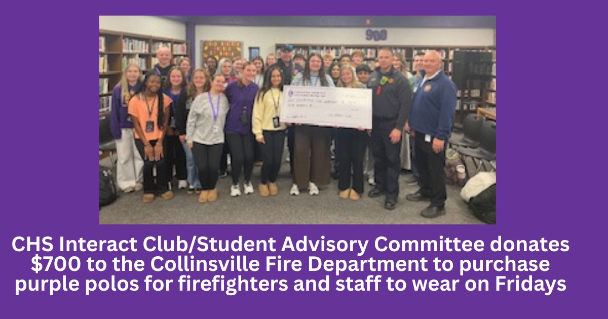 CHS Club Donates Funds to Purchase Purple Friday Polos for Collinsville Firefighters