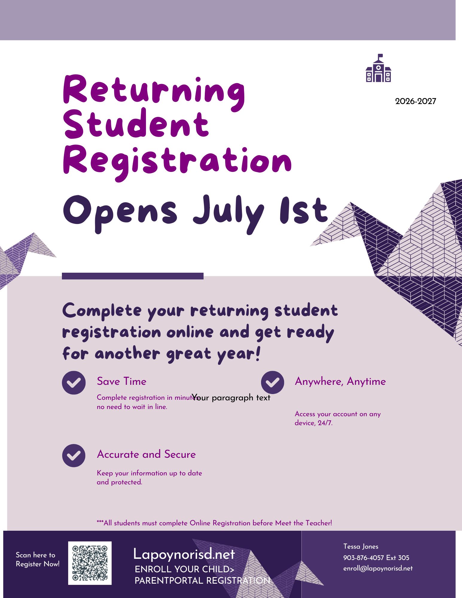 Returning Student Registration Opens July 1st