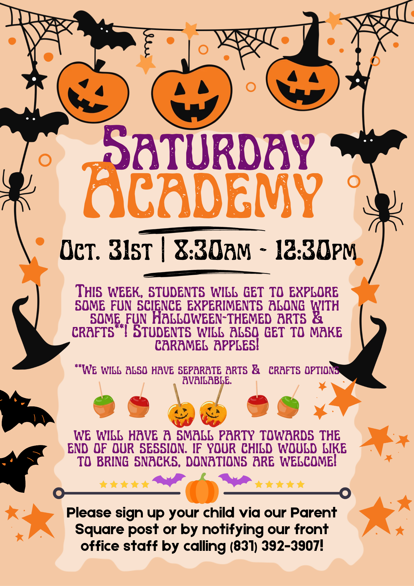 Join Us For Our Saturday Academy Halloween Celebration October 31st!