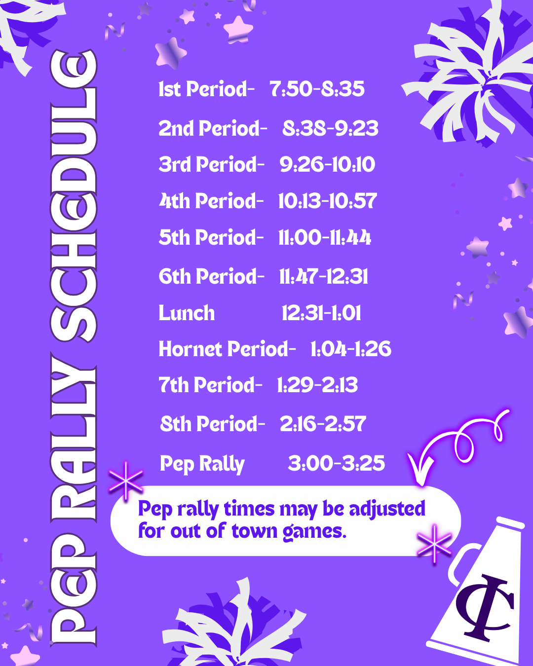 Pep Rally Schedule