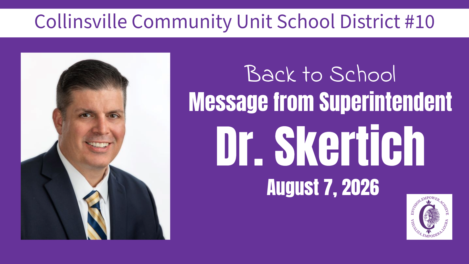 Back-to-School Welcome Message from Dr. Skertich