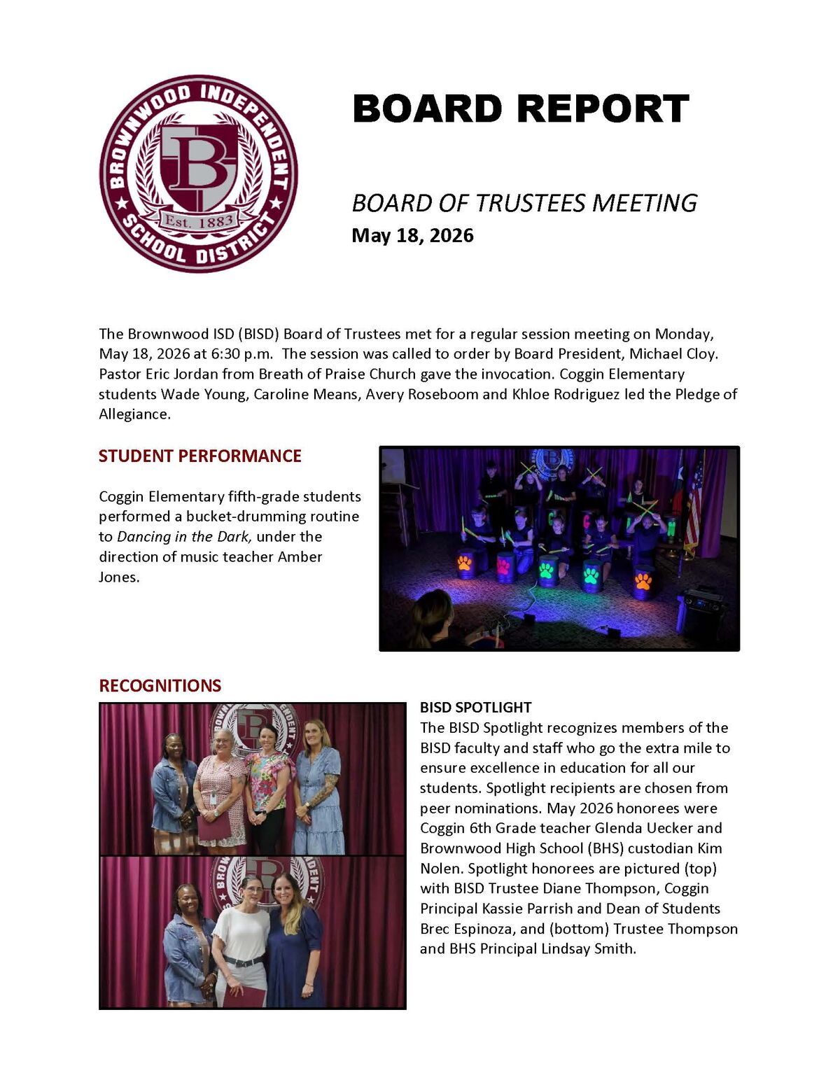 BISD Board of Trustees Meeting Report (05-18-2026)