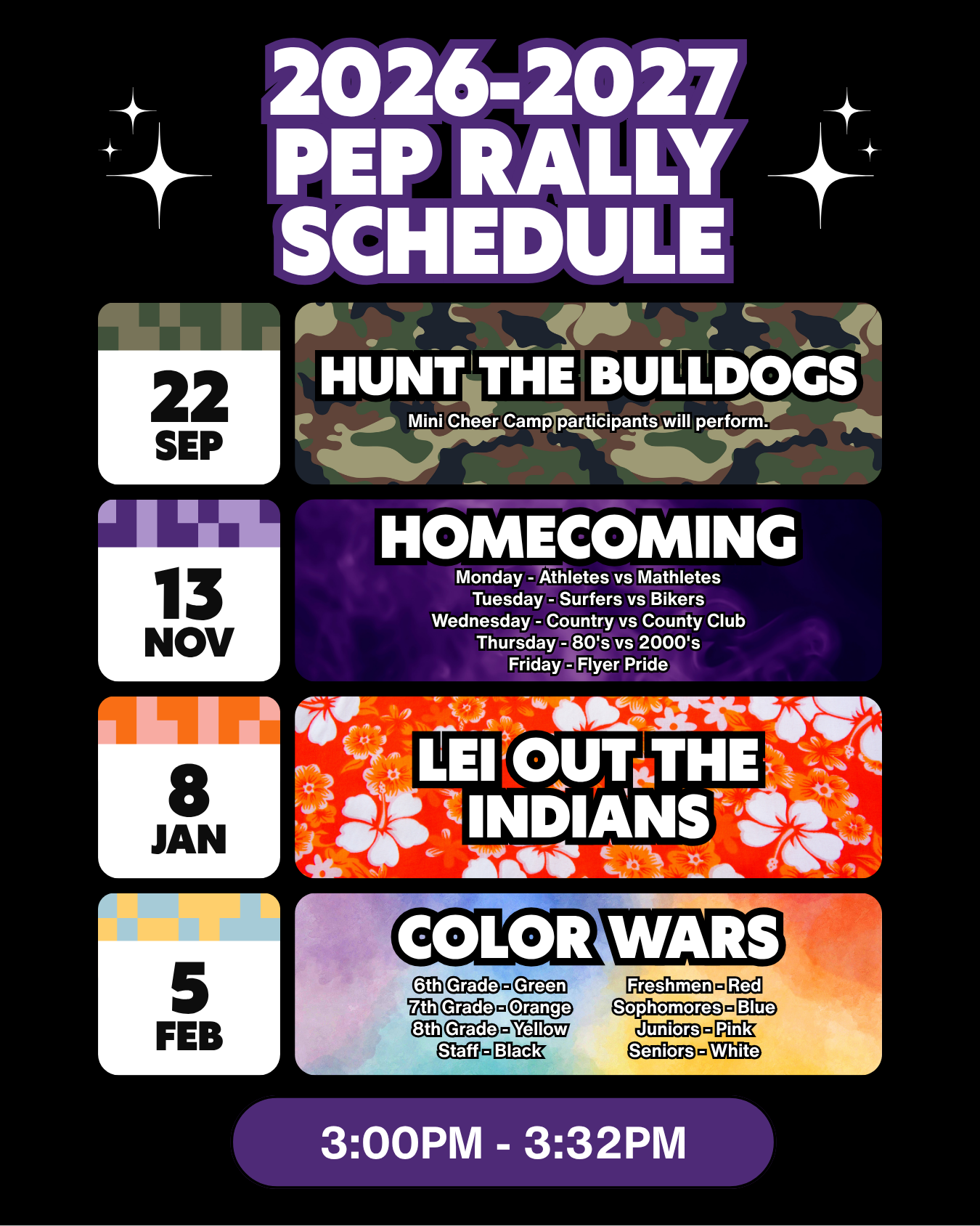 2026–2027 Pep Rally Schedule