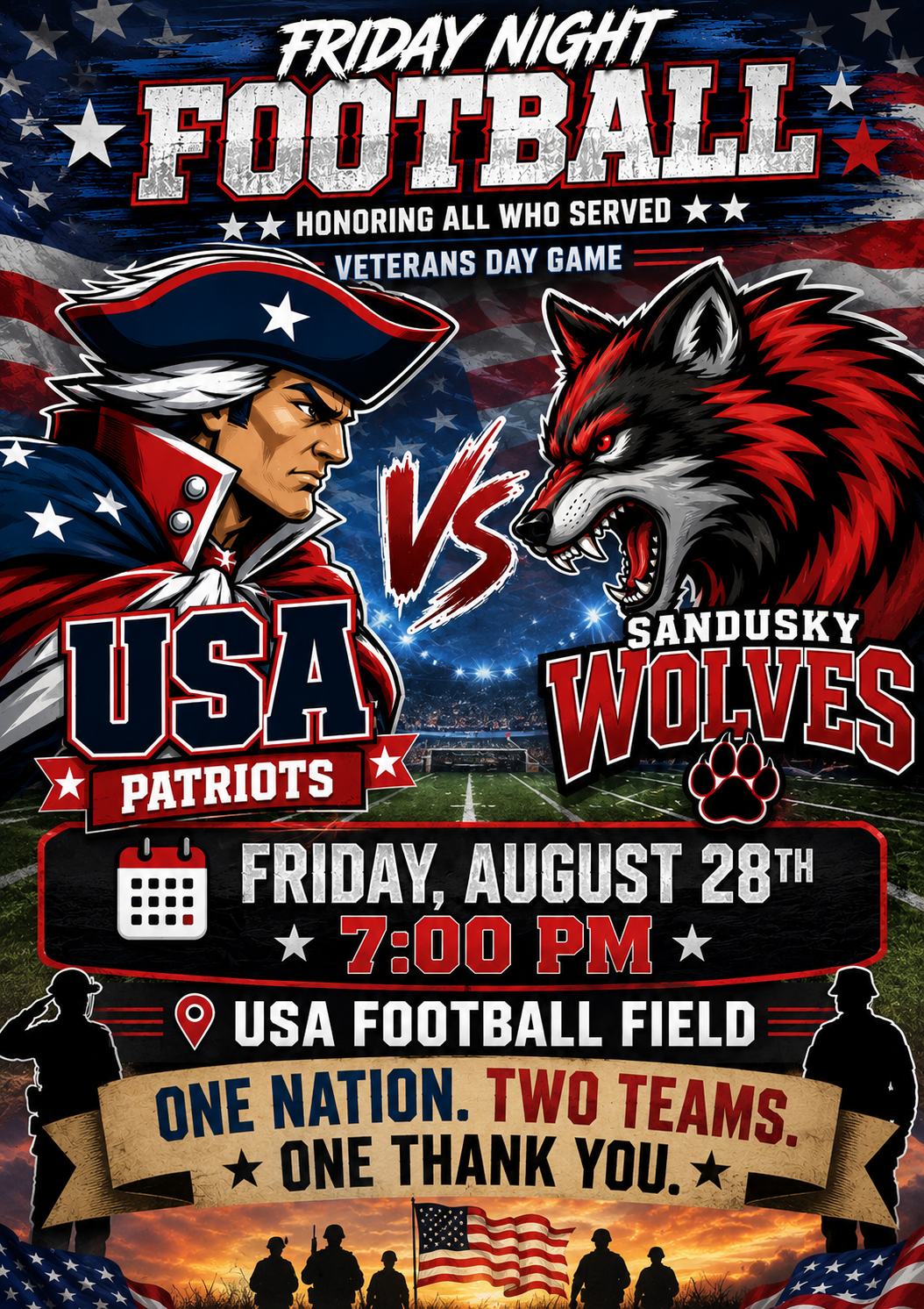 Football Home Opener- Honoring Veterans!