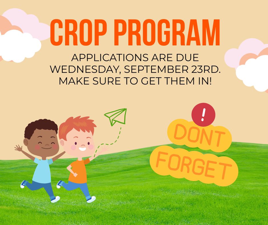 CROP Applications Due Wednesday