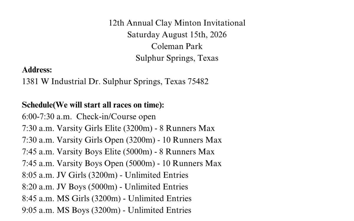 Updated XC Times for Tomorrow 