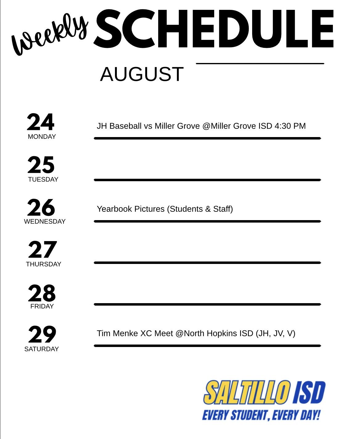 Weekly Schedule 