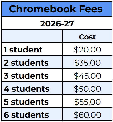 Chromebook Fees for 2026-27