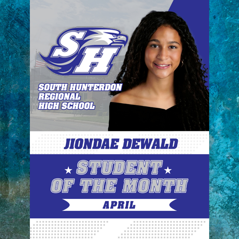 Jiondae Dewald is recognized as Student of the Month for April at South Hunterdon Regional High School.
