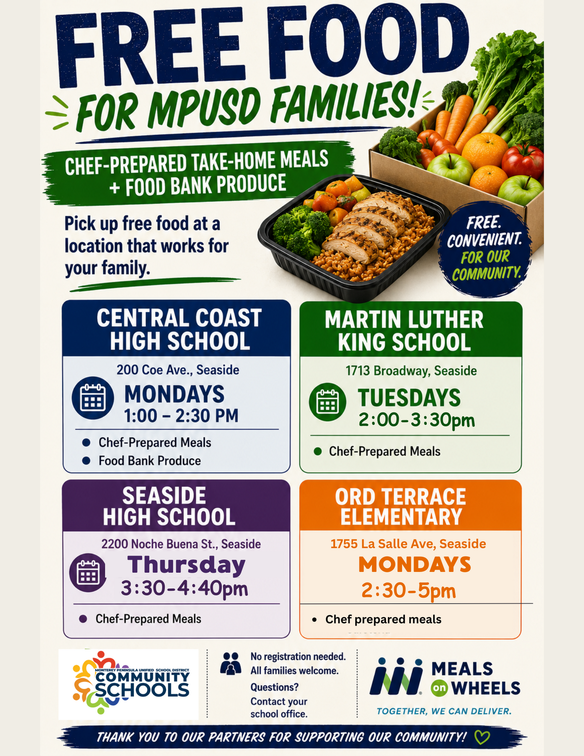 Weekly Food Distributions for MPUSD Families! 