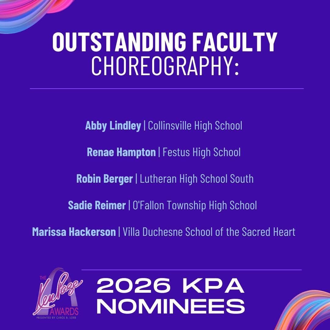 List of Outstanding Faculty Choreography nominees for the 2026 KPA Awards.