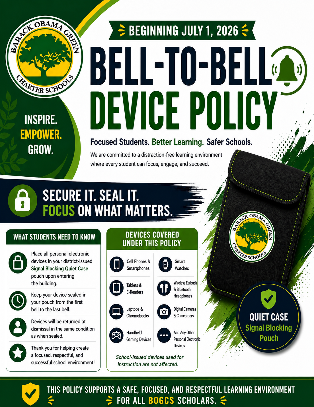 Read the Bell-To-Bell Device Policy