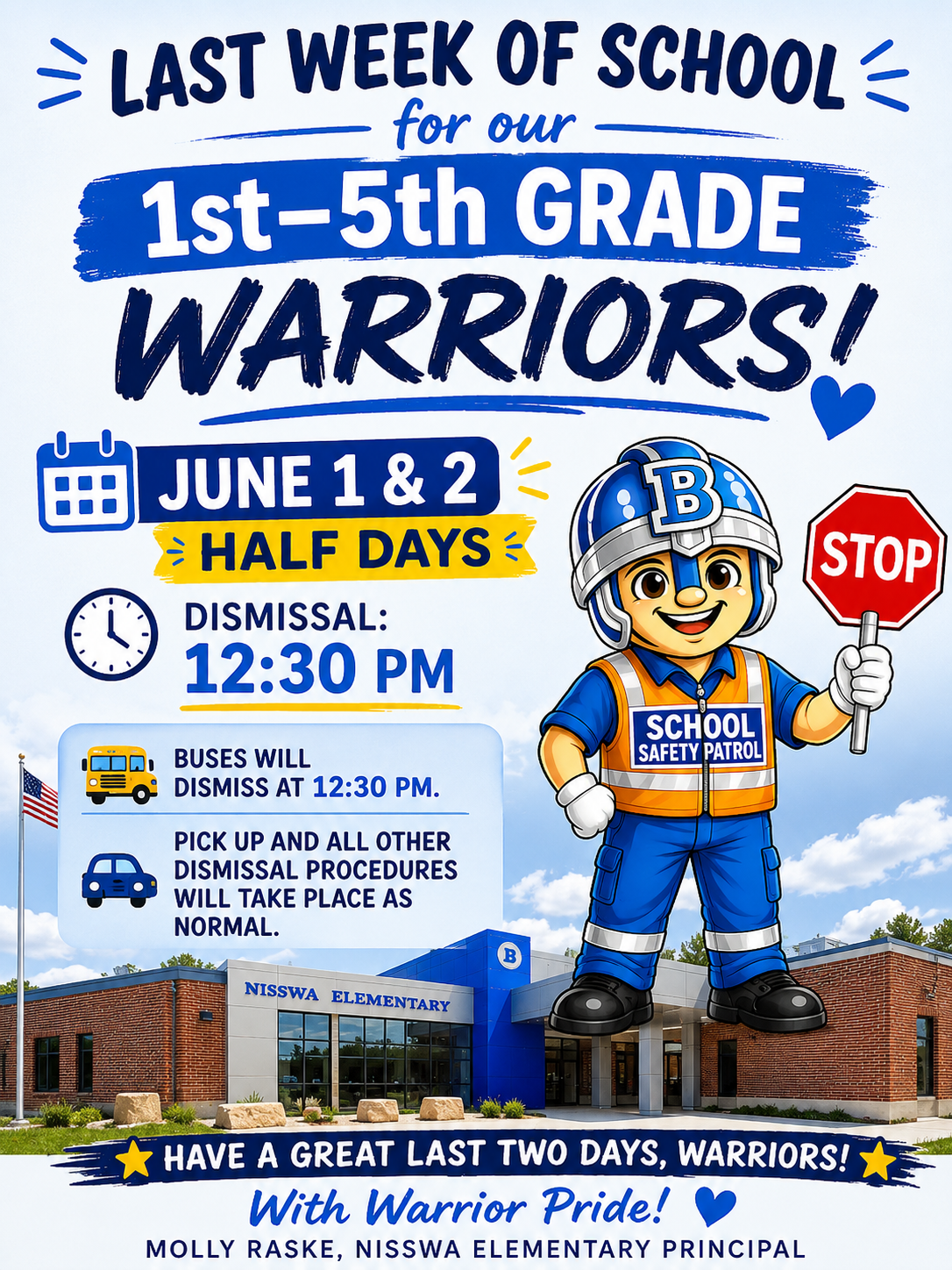 🚌 June 1 & 2 Half-Day Schedule