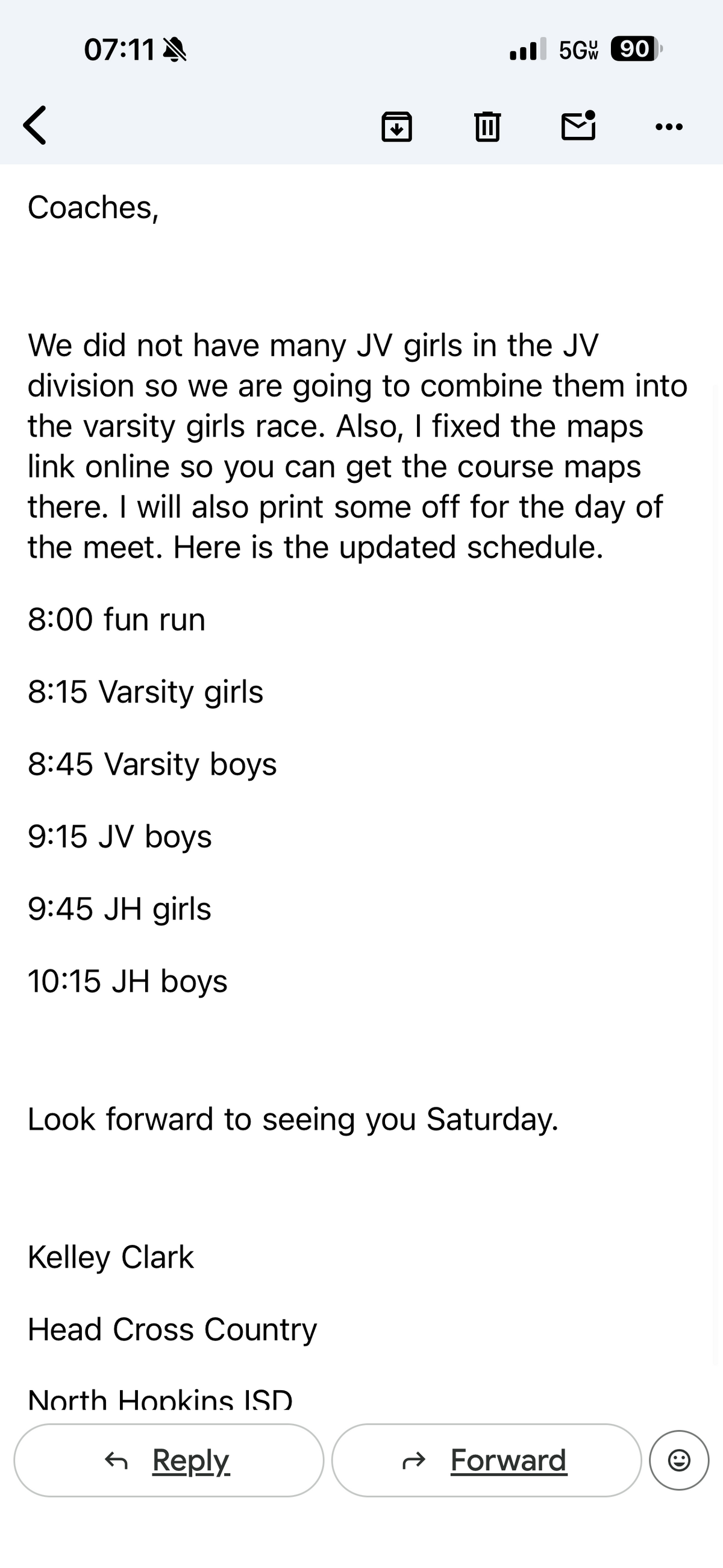 Updated Schedule 