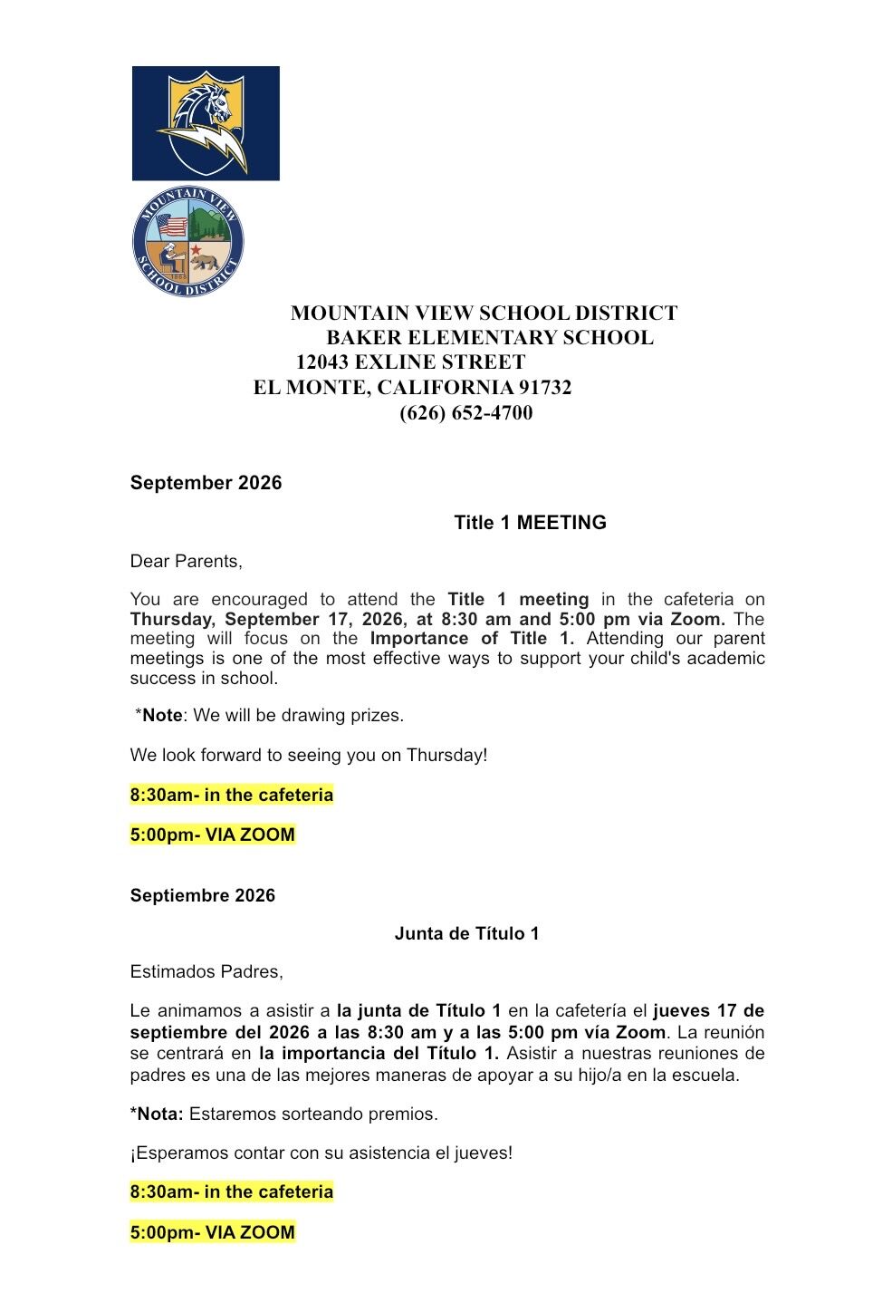Title 1 Meeting