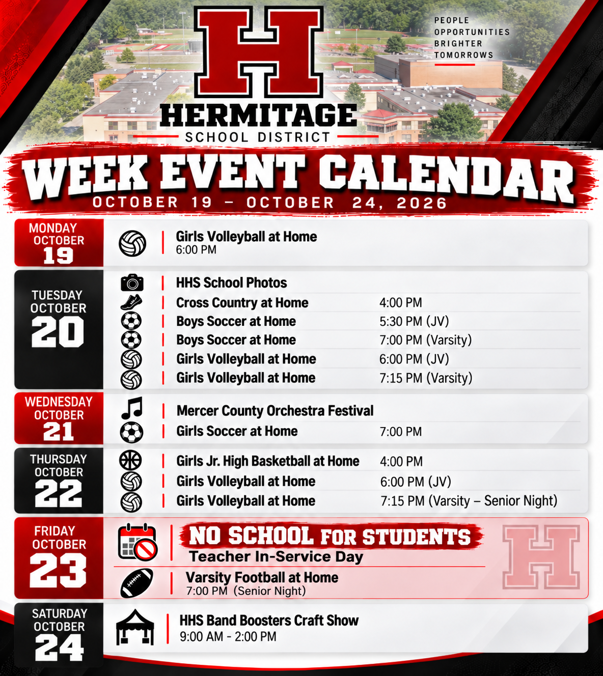 Weekly Events 10/19/26 - 10/23/26