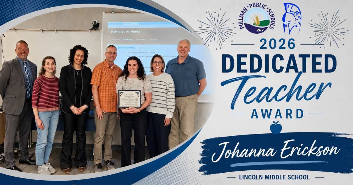 Johanna Erickson named 2026 “Dedicated Teacher Award” Recipient