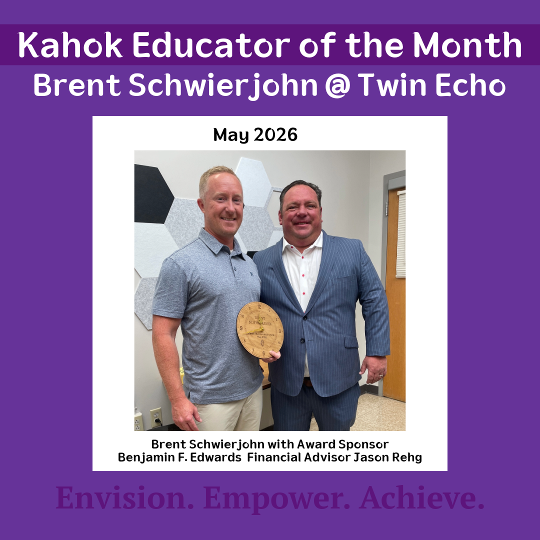 Twin Echo School Psychologist Brent Schwierjohn is May 2026 Kahok Educator of the Month