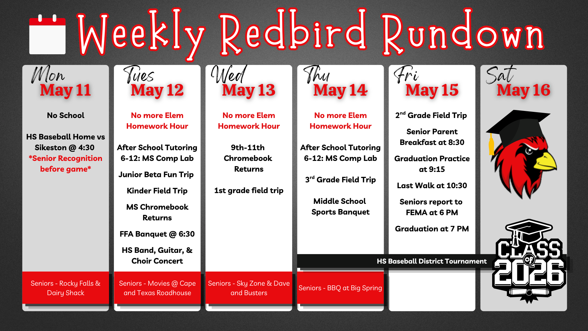 Redbird Rundown - May 11th-16th