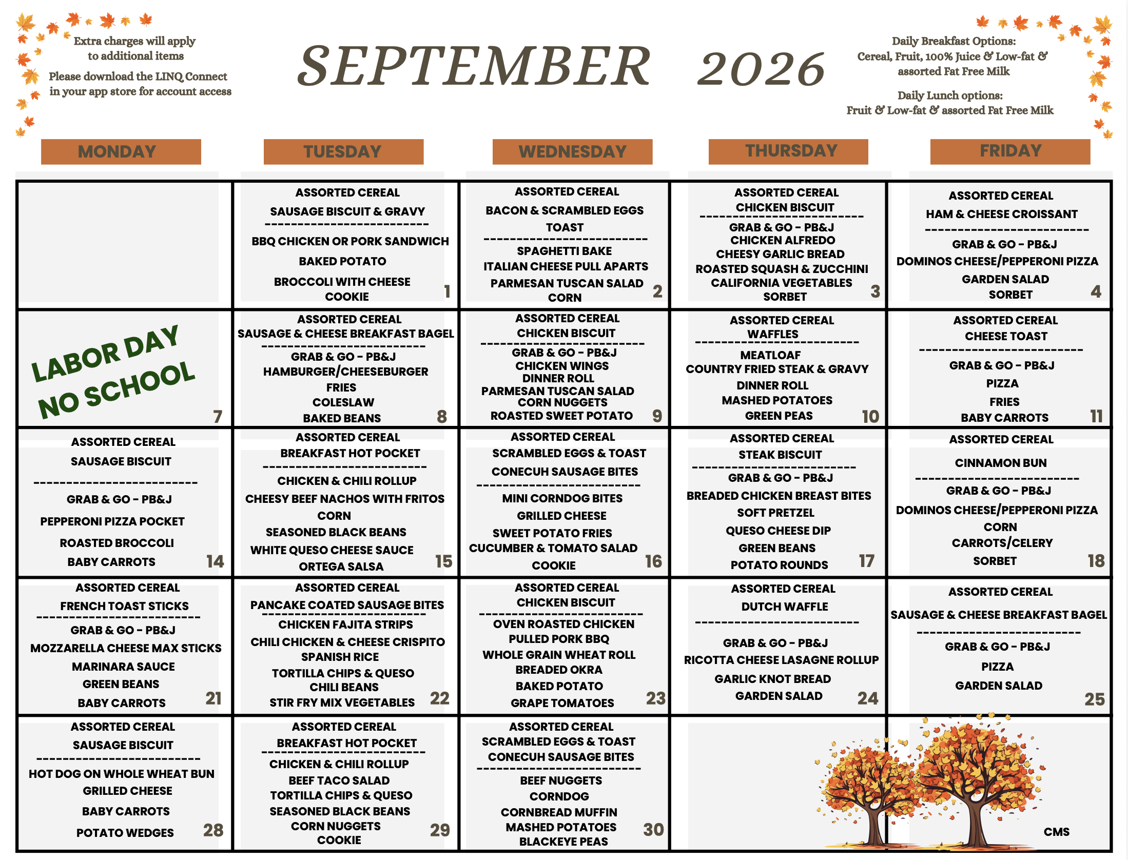 CMS Lunch and Breakfast Menu