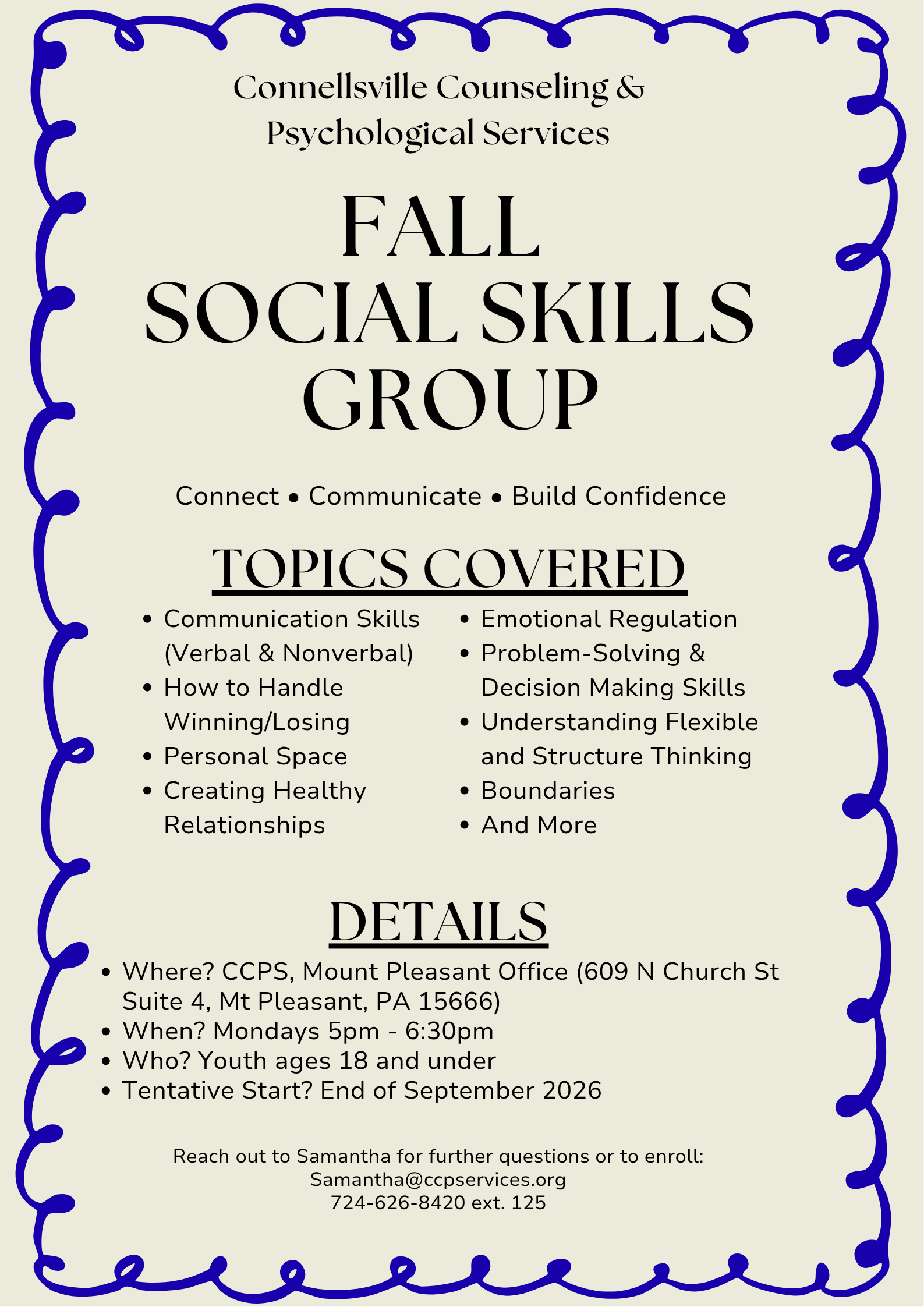 Fall Social Skills Groups
