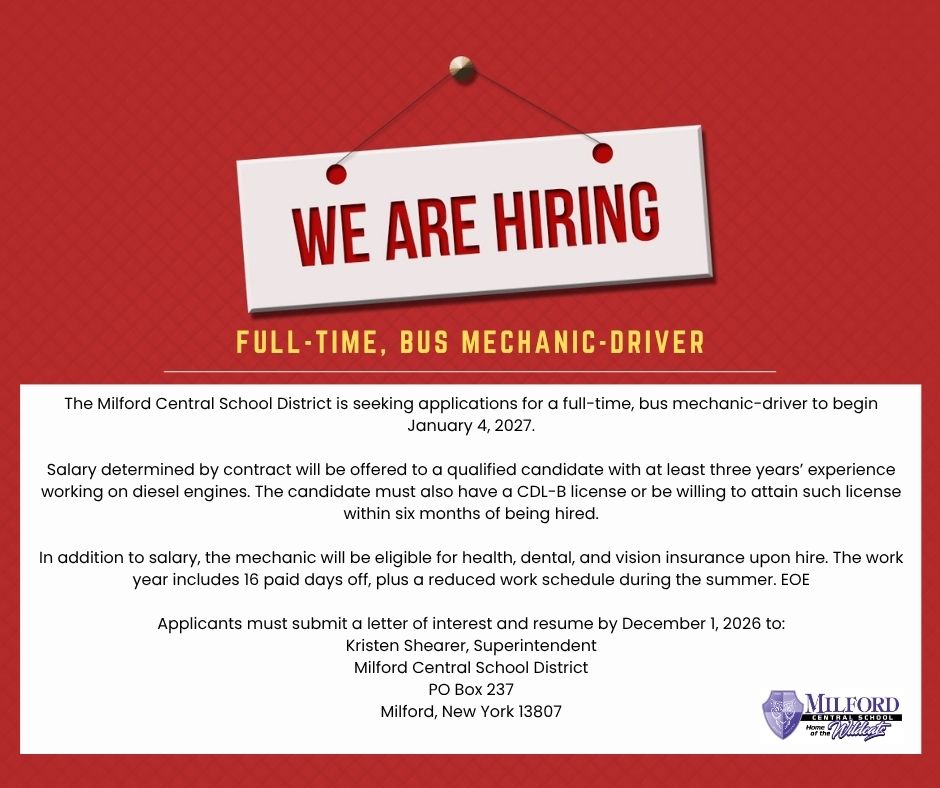 We are Hiring - Full-Time Bus Mechanic Driver