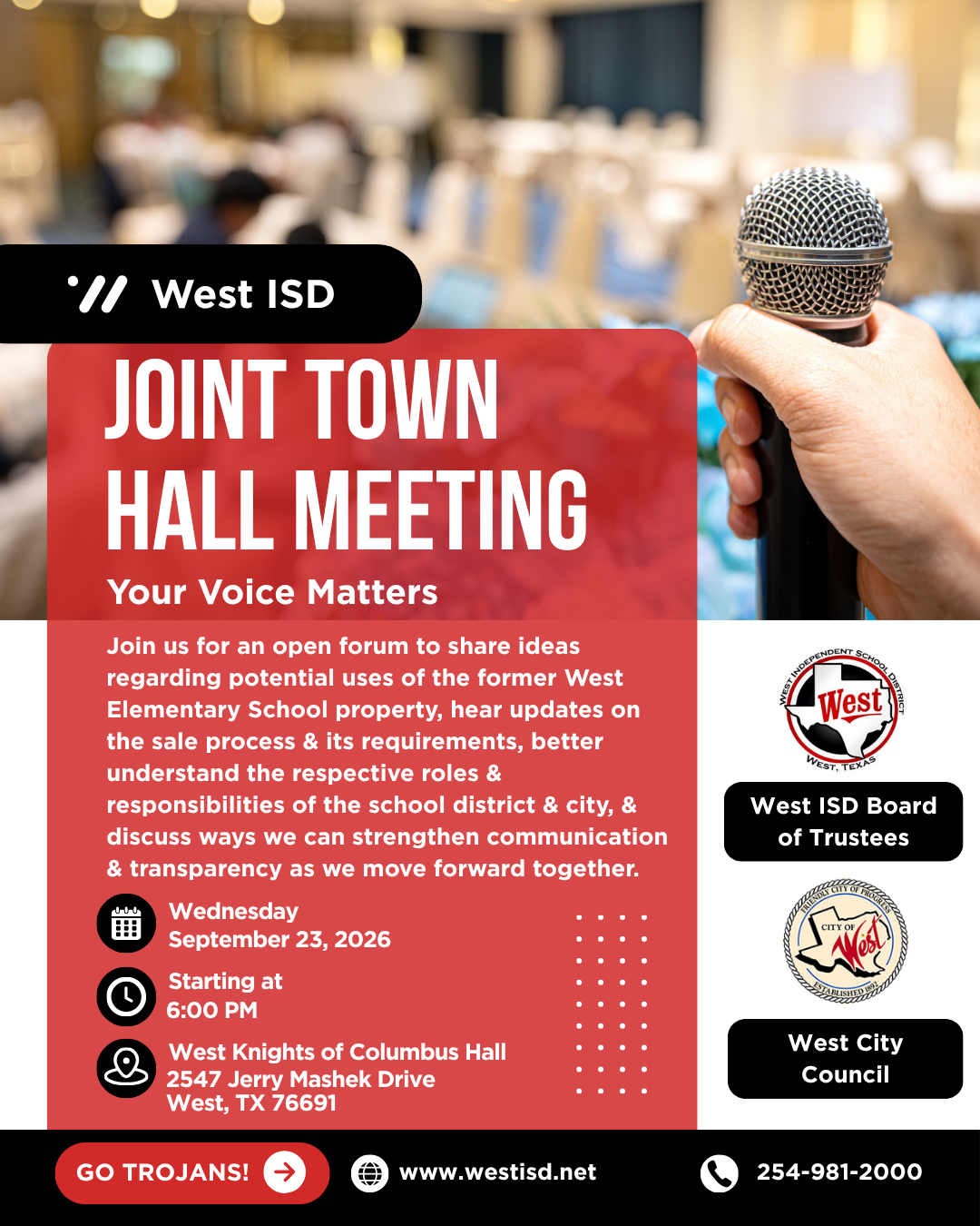 Joint Town Hall: Potential Uses of the Former West Elementary School Land