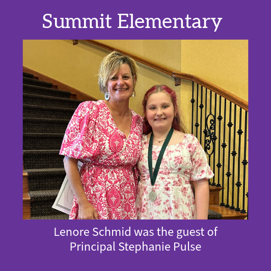 Summit Elementary: Principal Stephanie Pulse with guest Lenore Schmid.